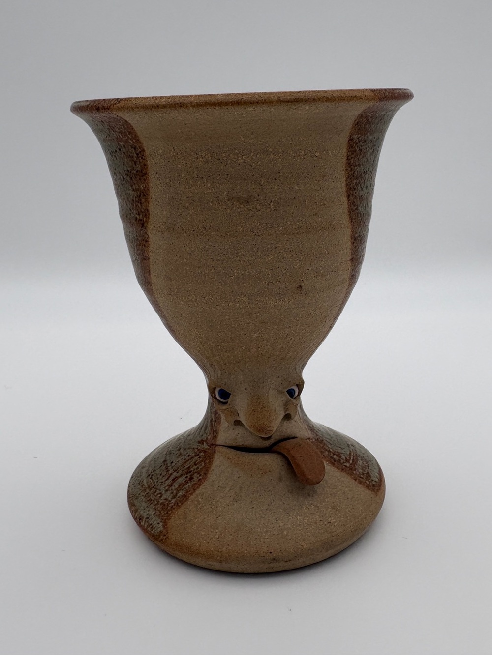 Vintage Muggins England Figural Stoneware Goblet Mug 1982 Face Cup